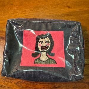 NWOT Elissa Bloom hand beaded portrait zipper pouch